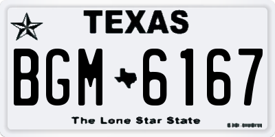 TX license plate BGM6167