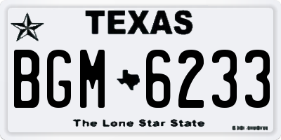 TX license plate BGM6233