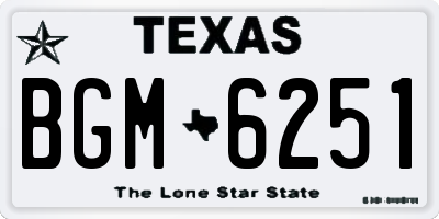 TX license plate BGM6251