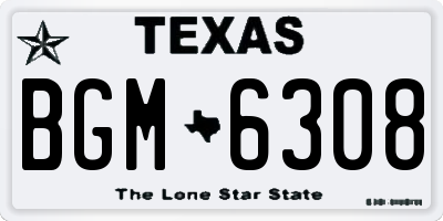 TX license plate BGM6308