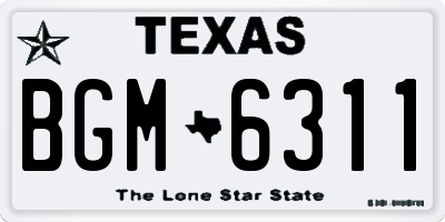 TX license plate BGM6311