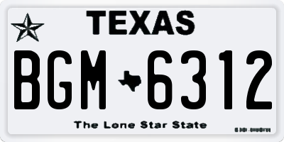 TX license plate BGM6312