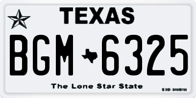 TX license plate BGM6325