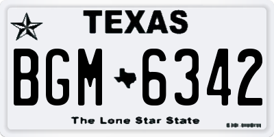 TX license plate BGM6342