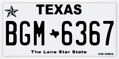 TX license plate BGM6367