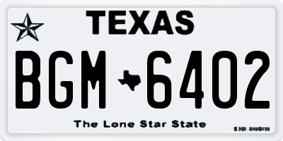 TX license plate BGM6402