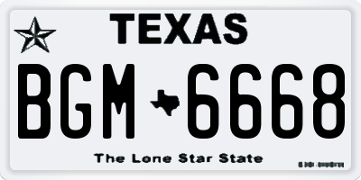 TX license plate BGM6668