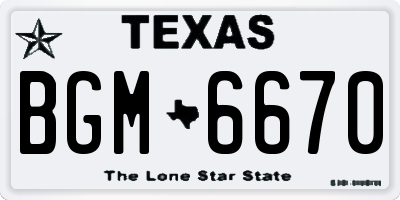 TX license plate BGM6670