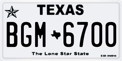 TX license plate BGM6700
