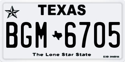 TX license plate BGM6705