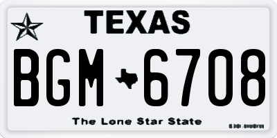 TX license plate BGM6708