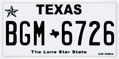 TX license plate BGM6726