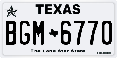 TX license plate BGM6770