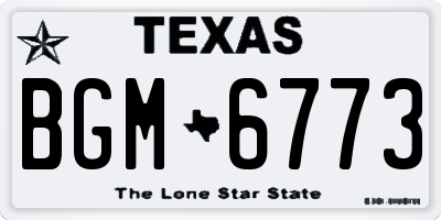 TX license plate BGM6773
