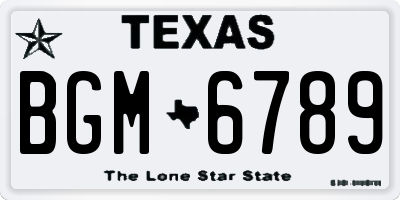 TX license plate BGM6789