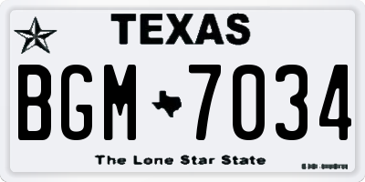 TX license plate BGM7034