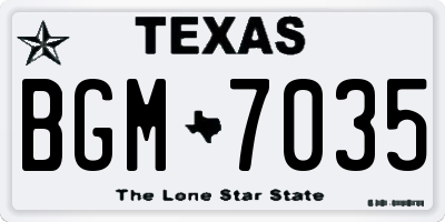 TX license plate BGM7035