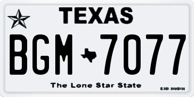 TX license plate BGM7077