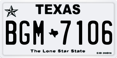TX license plate BGM7106