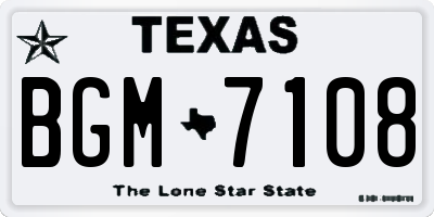 TX license plate BGM7108