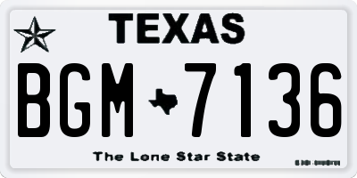 TX license plate BGM7136