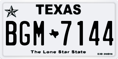 TX license plate BGM7144