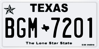TX license plate BGM7201