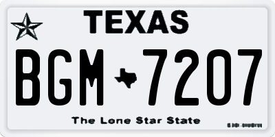 TX license plate BGM7207