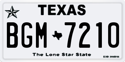 TX license plate BGM7210