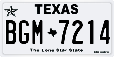 TX license plate BGM7214