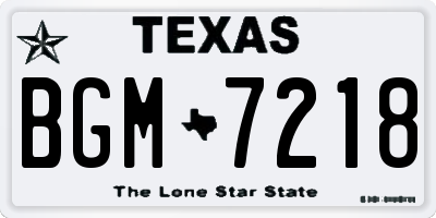 TX license plate BGM7218