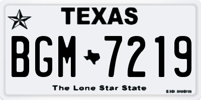 TX license plate BGM7219