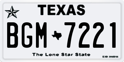 TX license plate BGM7221