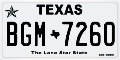 TX license plate BGM7260