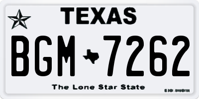 TX license plate BGM7262
