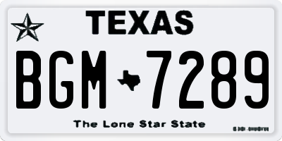 TX license plate BGM7289