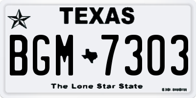 TX license plate BGM7303