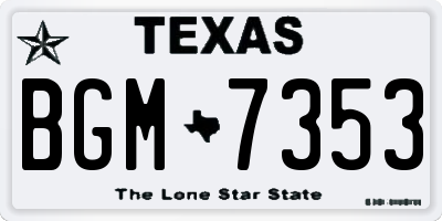 TX license plate BGM7353