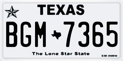 TX license plate BGM7365