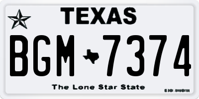 TX license plate BGM7374