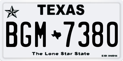 TX license plate BGM7380
