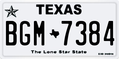 TX license plate BGM7384