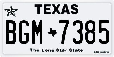 TX license plate BGM7385