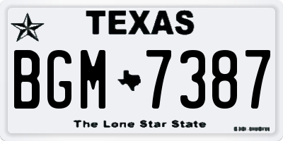 TX license plate BGM7387