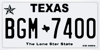 TX license plate BGM7400