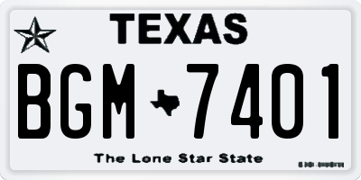 TX license plate BGM7401