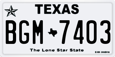 TX license plate BGM7403