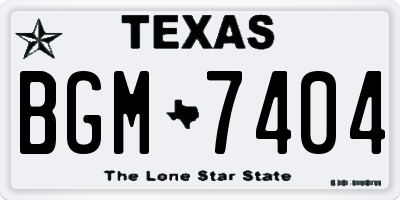 TX license plate BGM7404