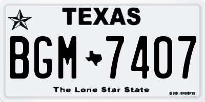 TX license plate BGM7407
