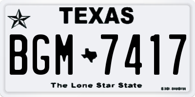 TX license plate BGM7417